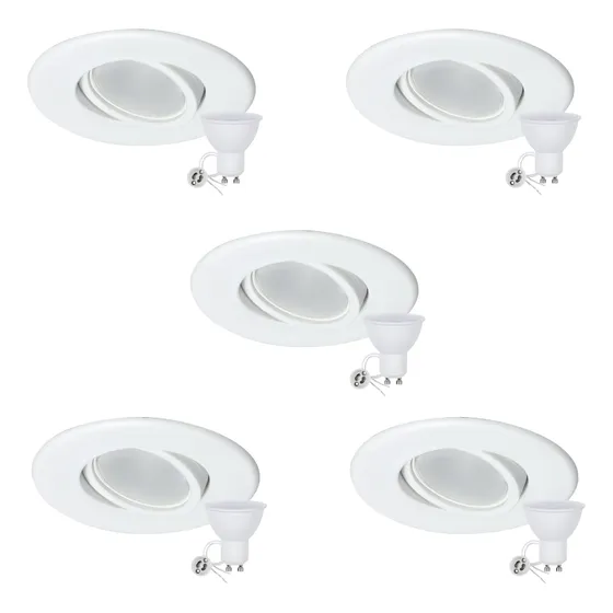 Pack X5 Spot Pvc Embutir Dicroica Led Redondo Móvil Techo 
