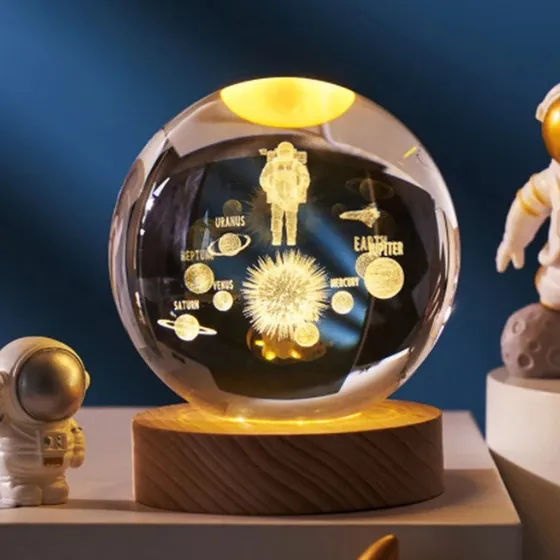 A Luz Noturna Lâmpada De Vidro Esfera Planeta Lua