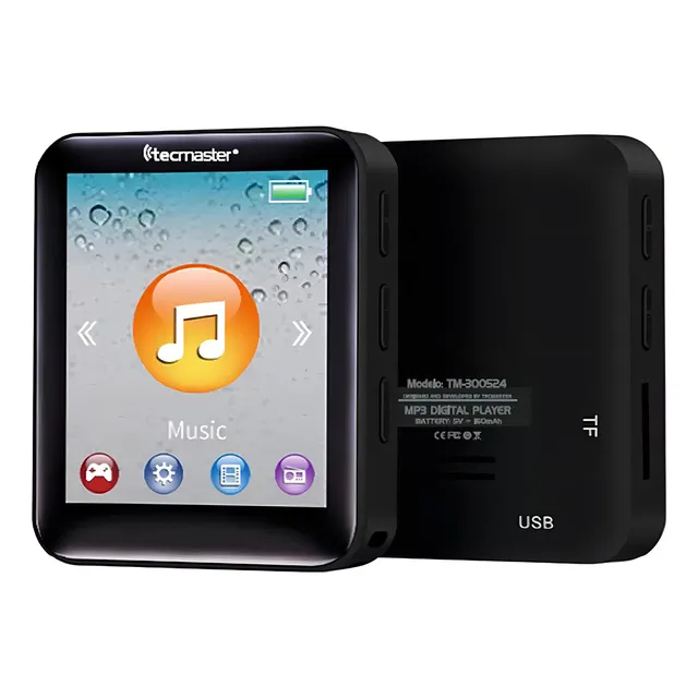 Reproductor Mp3 + Grabadora + Radio 16gb Bluetooth Touch Color Negro