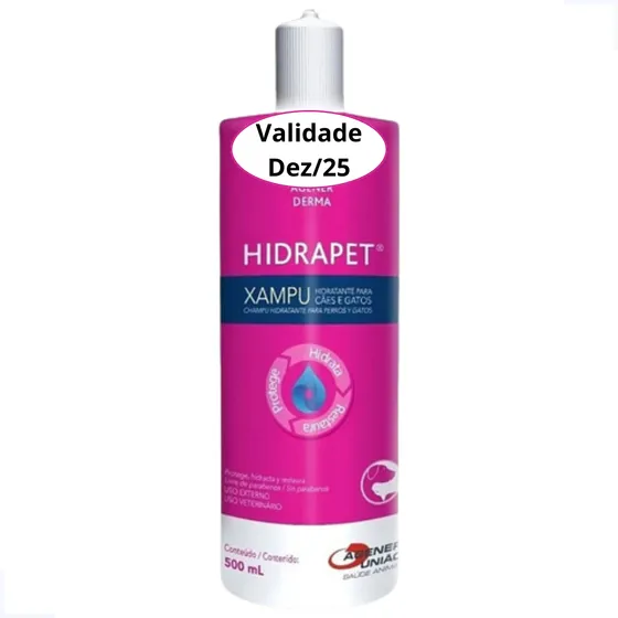 Shampoo Hidrapet 500ml Xampu Hidratante P/ Cães Gatos Agener Fragrância Neutra