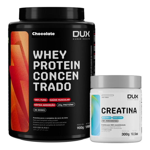 Combo Whey Concentrado 900g + Creatina 300g Dux Nutrition Combo Whey Concentrado 900g + Creatina 300g Dux Nutrition