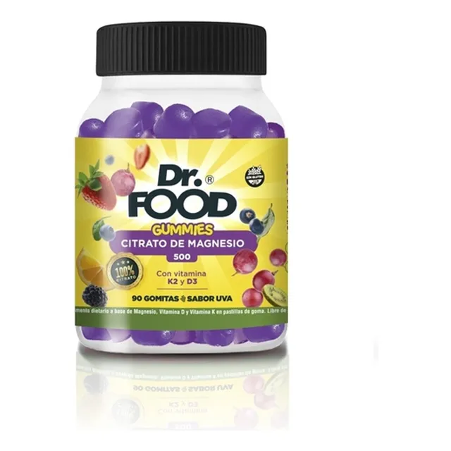 Gomita Dr Food Gummies Citrato De Magnesio 500 Vit K2 D3 Uva