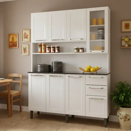 Kit Itatiaia Florença Cozinha Compacta 8 Portas 2 Gavetas Branco Branco/neve