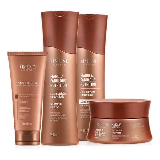 Kit Marula Amend Nutrição Shampo Cond Masc Leave-in Envio Hj
