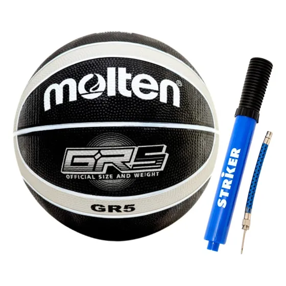 Pelota De Básquet Molten Gr5 Negra + Inflador Striker