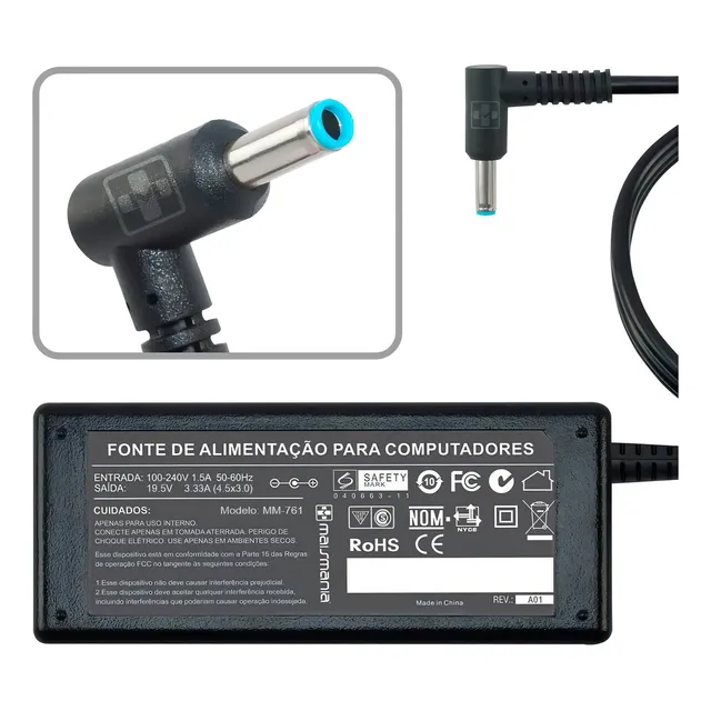 Suministro de cargador para portátil HP Pavilion 14-n010br con enchufe azul