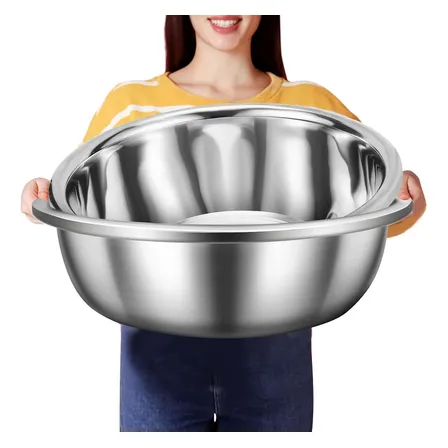 Bowl Inox Tigela Conjunto 2 Pçs De Qualidade Grosso 60cm Cinza
