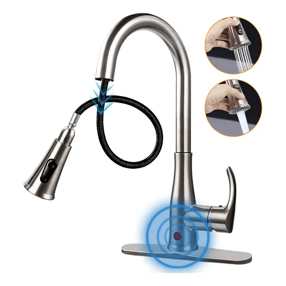Grifo Cocina Contacto Fregadero Pulverizador Extraible Doble