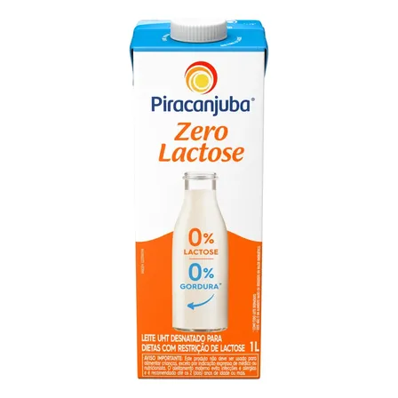 Leite Uht Desnatado Zero Lactose Piracanjuba Caixa Com Tampa 1l