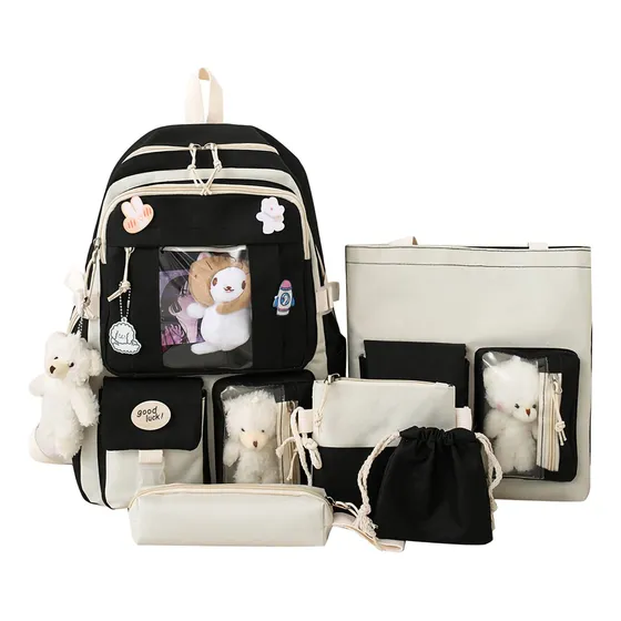 Vuklsau Mochila Kawaii 5pcs Set Aesthetic School Bags Bpvgo