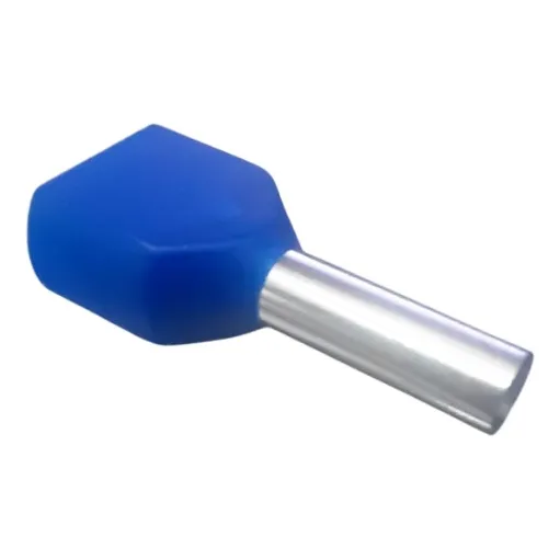 Terminal Tubular Duplo Ilhós Azul 2,5mm (100pçs)
