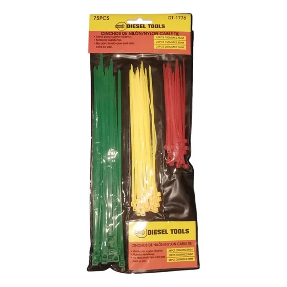 Tirraje Amarre De Nylon 75pcs Tamaño Varios Color (pack X 2)
