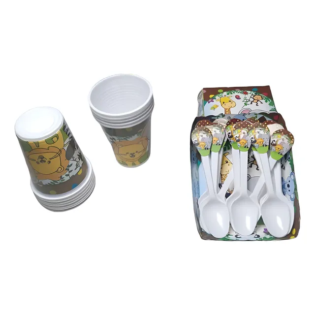 Kit Invitados Selva Safari Vasos+platos+cubierto X36 Fiesta