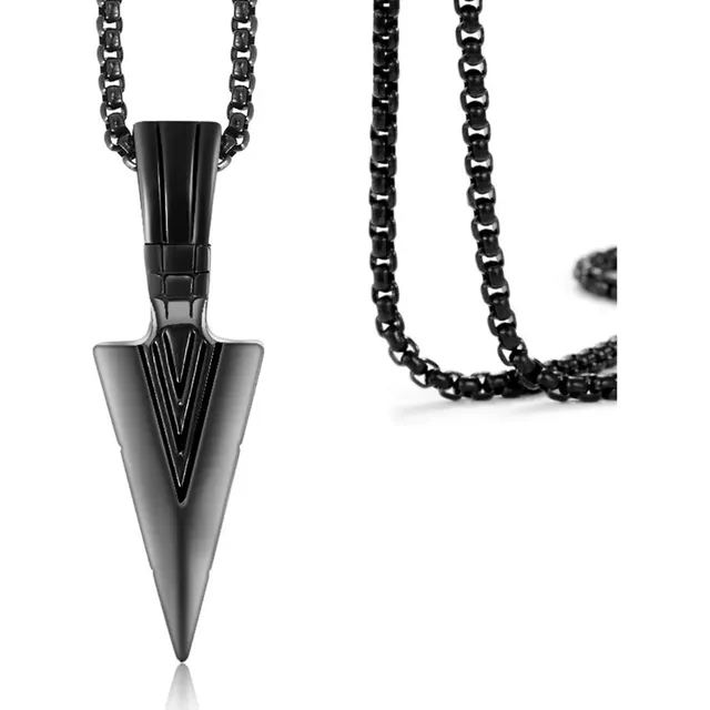 Collar Cadena Colgante Punta De Flecha - Lanza Negro- Hombre