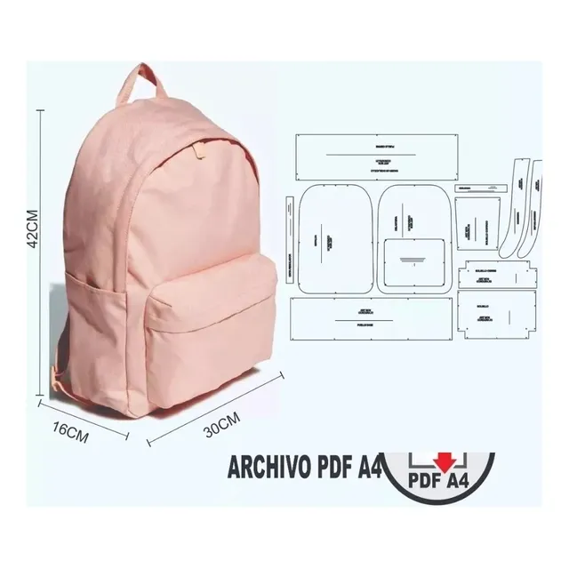 Molderia Mochila Morral Bolso Patron Imprimible Juvenil A4