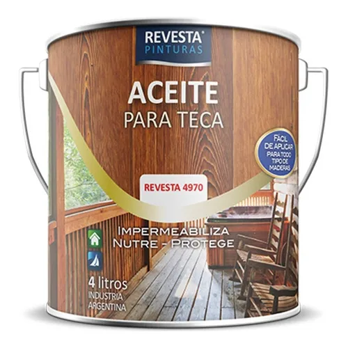 Aceite Para Teca Satinado 1 Litro Revesta 4970 Madera Mm