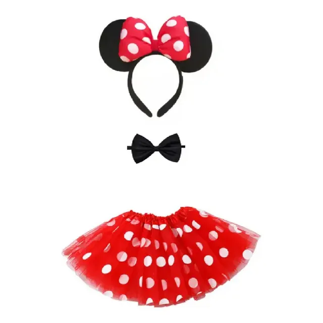 Disfraz Minnie Mouse Ratona Dama Falda, Corbatin, Orejas