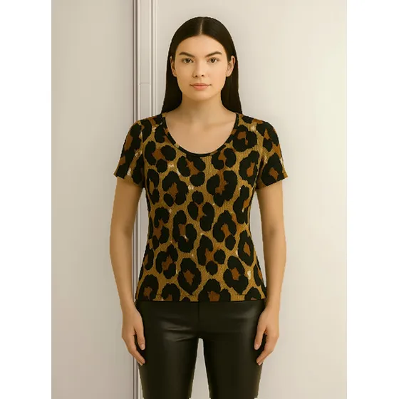 Remera Animal Print Cuello Redondo Latifa