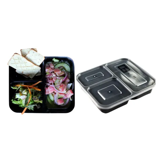 Charola Tipo Plato Reusable De 3 Divisiones Con Tapa