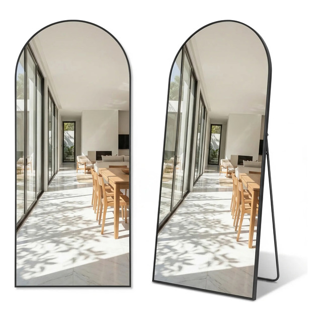 Espelho Arqueado 174x62 Corpo Inteiro Alumínio Chão Parede Preto Espelho Arqueado 174x62 Corpo Inteiro Alumínio Chão Parede Preto