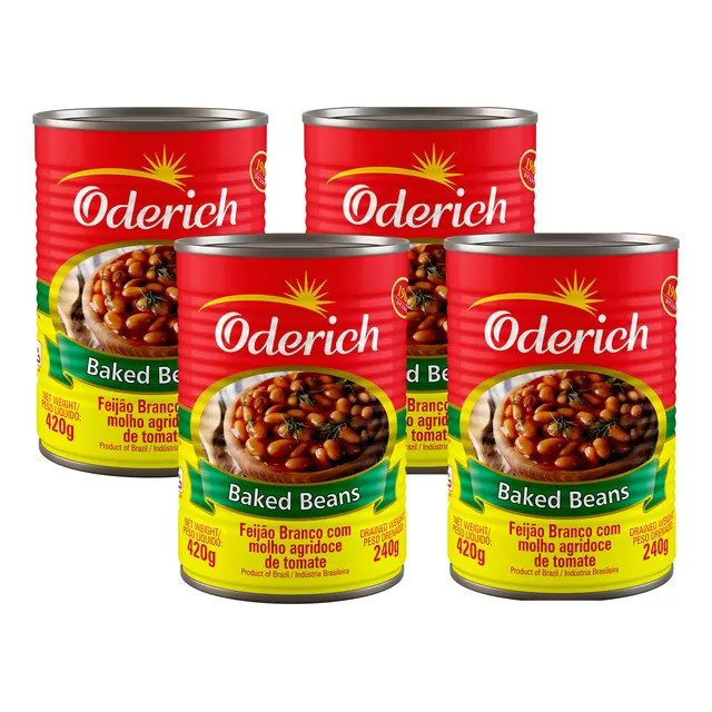 Feijão Branco Ao Molho Agridoce Oderich - 4 Unidades 420g
