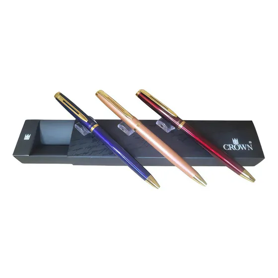 Caneta Crown Libra Gold Esferográfica Presente Luxo + Veludo Cor Do Exterior Rosa - Di10078k Cor Da Tinta Azul