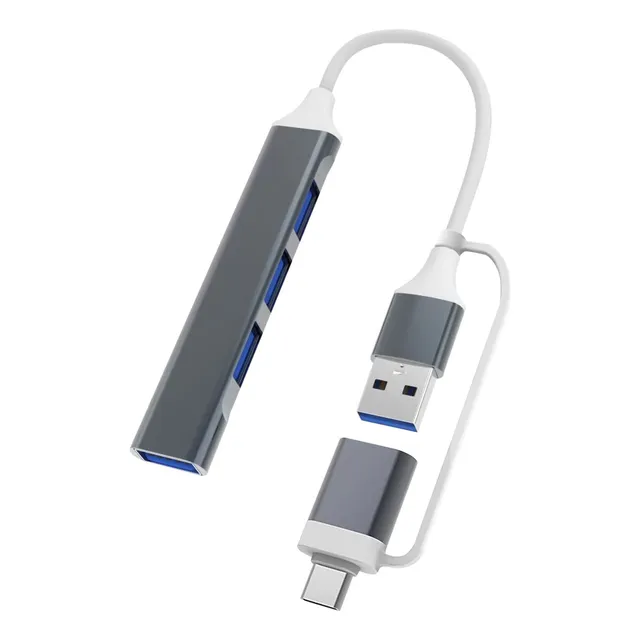 Gris Mini Extension Concentrador Tipo C 4 Puerto Usb 3 0 Hub