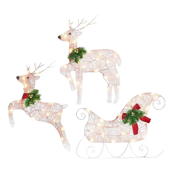 Kit De 3 Renos Con Forma De Adorno Navideño Led Para Jardín