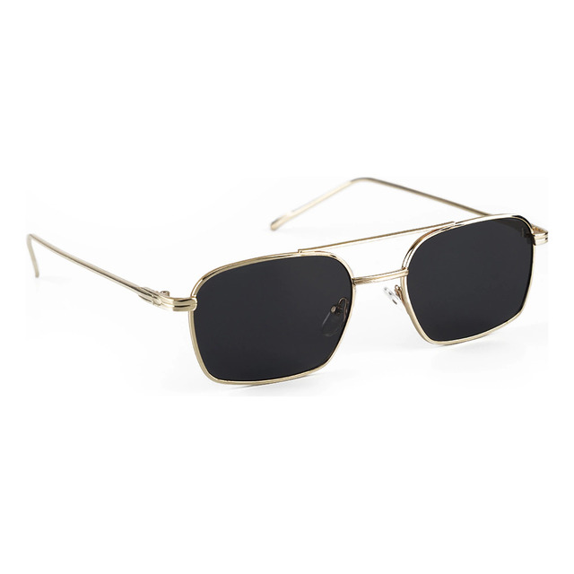 Óculos De Sol Uv400 Saint Germain Smith Black Gold Quadrado Dourado Preto