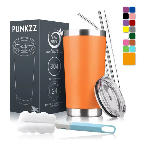 Vaso Térmico Punkzz 20oz Acero Inoxidable Popote Y Cepillo