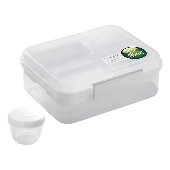 Vianda Recipiente Comida Almuerzo Libre Bpa 1,6lts Division Color Blanco Una Ganga 240524