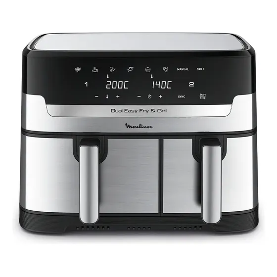 Freidora de Aire Moulinex EZ905D20 Easy Fry & Grill Dual Doble Canasto Acero Inoxidable 8.3 Litros 2700w