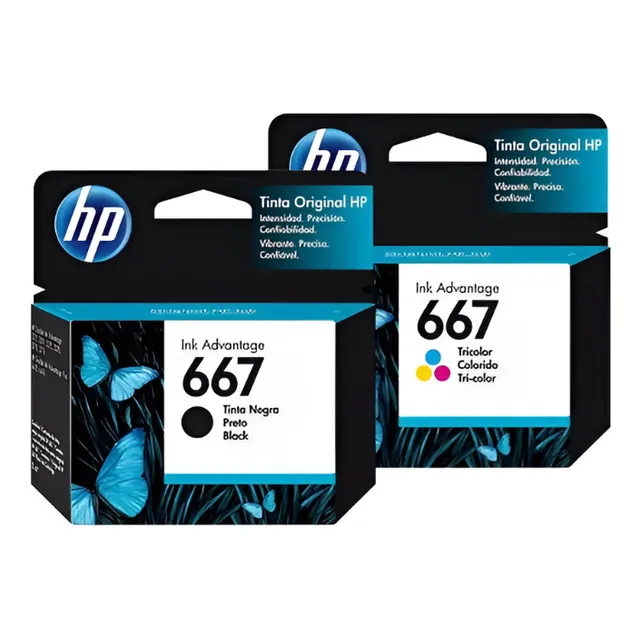  Kit Tinta Hp 667 Colores Negro Y Tricolor Original Buen  Negro Y Tricolor