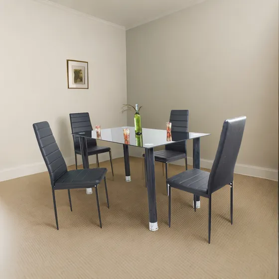 Juego De Comedor En Vidrio 4 Puestos Hogar