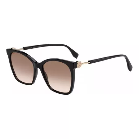 Anteojos De Sol Fendi Ff0344/s 807m2 Mediana, Diseño Classic, Color Negro/dorado Con Marco De Plástico Color Negro, Lente Rosa Clara Degradado