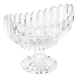 Centro De Mesa Fruteira De Vidro Cristal Com Pé 28x15x23cm Centro De Mesa Fruteira De Vidro Cristal Com Pé 28x15x23cm