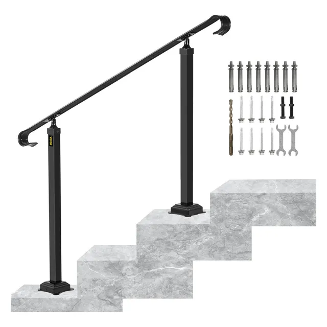Vevor Barandal De Pasamanos De Escalera 2 Pasos Ajustable Color Negro