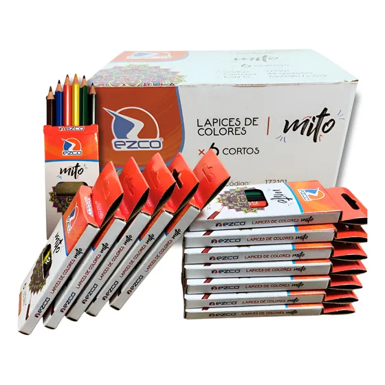 Lápices De Colores Cortos Caja X 6 Colores Pack X 12 Cajitas