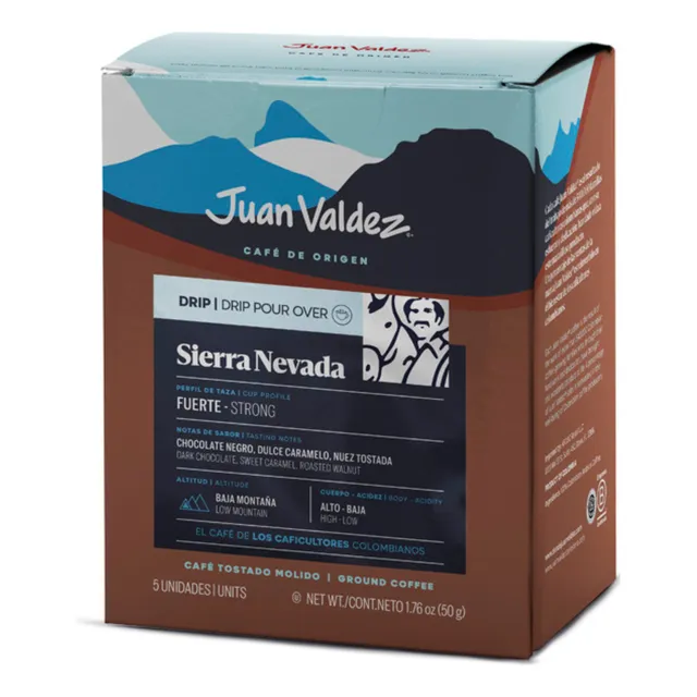Café Drip Caribe Colombiano Juan Valdez Fuerte Forte 50g