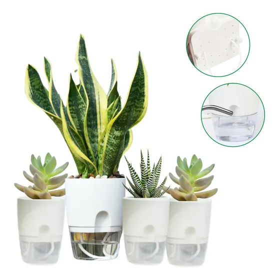 Macetero Autorregante Set De 4 Unidades - Autorriego Blanco
