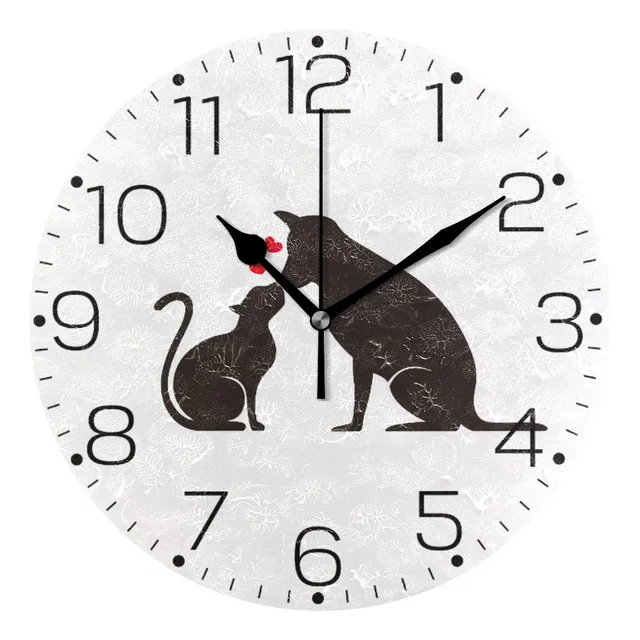 Reloj Pared Silueta Perro Gato Negro Marco Para Cocina Sala