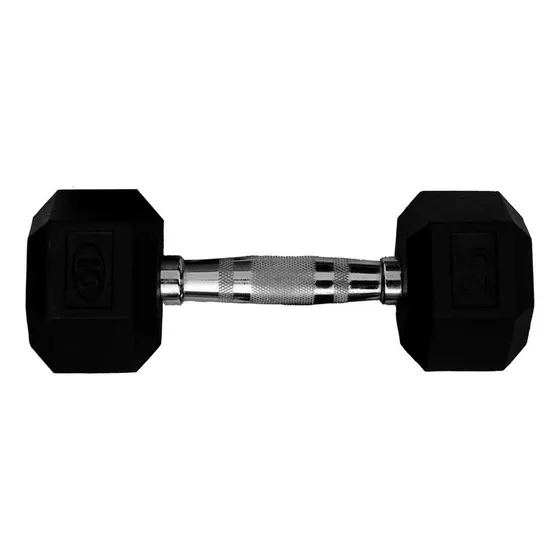 Mancuerna Hexagonal Encauchetada Pesa K6 25lbs 11.3kg Color Negro