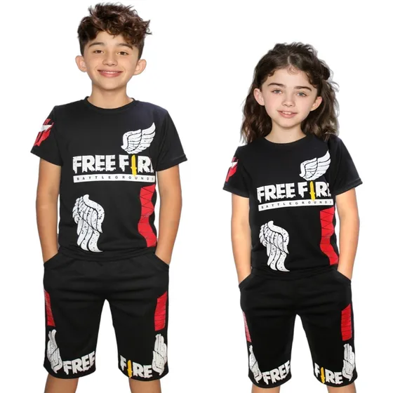 Conjunto Infantil Short Playera Free Fire Video Juegos Moda