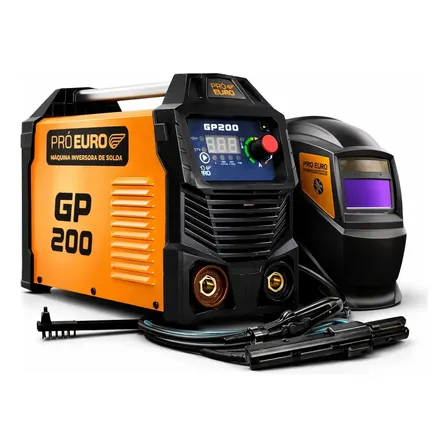 Kit Máquina Solda Inversora Gp 200a Bivolt + Máscara Automática Pró Euro Laranja 127/220v