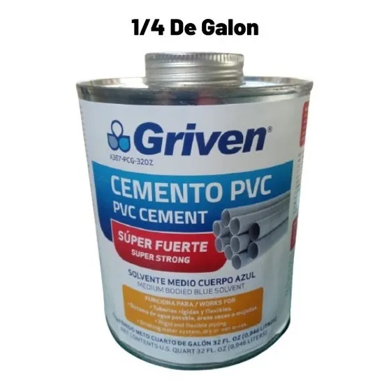 Pega Para Tuberia Cemento Pvc Griven 1/4 De Galón 946 Ml 