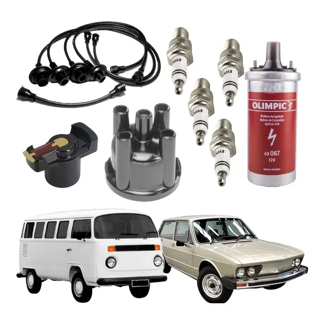 Kit Tampa + Rotor + Cabos + Velas + Bobina Fusca Sem Pino