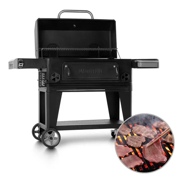 Parrila Asador Ahumador De Carbon Masterbuilt Con Rejillas Laterales 36 Lujo Movil Con Rueditas By Jc Color Negro