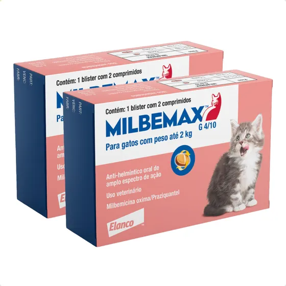 Kit 2 Vermífugo Milbemax Gatos 0,5 A 2kg Elanco 2 Comp