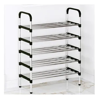 Rack Sapateira Arpa Imports Vertical Luxo Aço Inox 5 Prateleiras 15 Pares Cor Preto Prata Rack Sapateira Arpa Imports Vertical Luxo Aço Inox 5 Prateleiras 15 Pares Cor Preto Prata