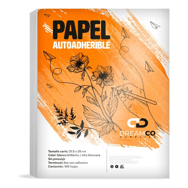 Papel Adhesivo Autoadherible Carta 100 Hojas - Sin Presuaje